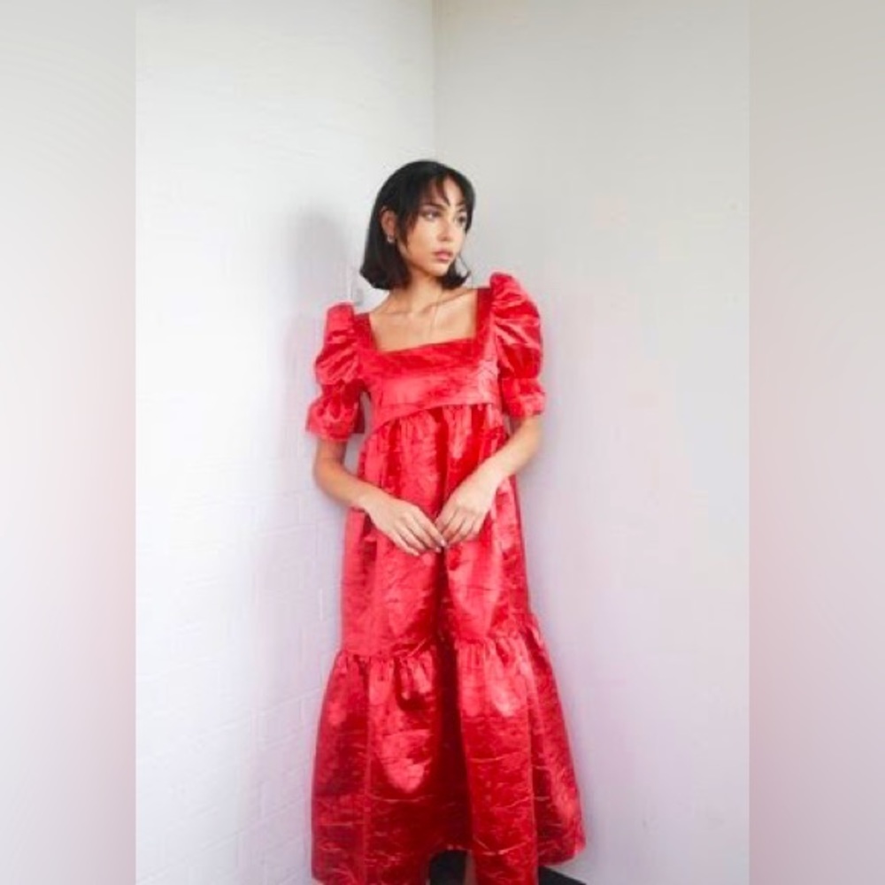 Red Metallic Lamé Dress